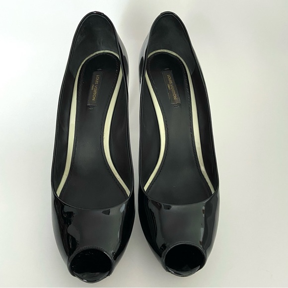 Louis Vuitton Black Patent Leather Peep Toe Platform High Heel Pumps Size 41 - Picture 3 of 16